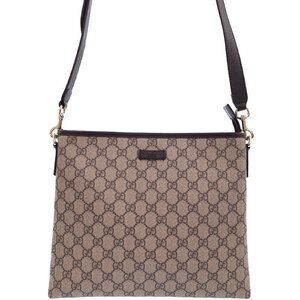 Gucci GG Plus Monogram Flat Messenger Crossbody Bag Brown